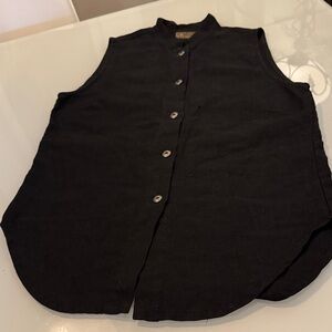 Maiwa Sleeveless Black Button-Up Vest - Size M